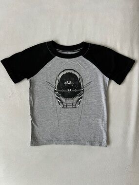 Under Armour Grey and Black Raglan Tee with Lacrosse Helmet Graphic